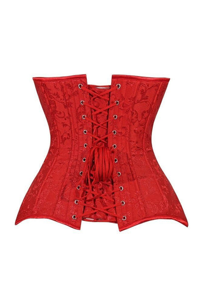 Lavish Red Brocade Overbust Corset W/Busk Closure - Daisy Corsets