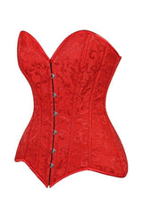 Daisy Corsets Lavish Red Brocade Overbust Corset W/Busk Closure
