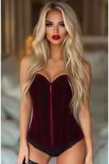 Daisy Corsets Lavish Red Crushed Velvet Overbust Corset
