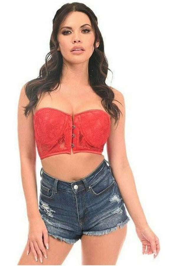Daisy Corsets Lavish Red Lace Underwire Short Bustier