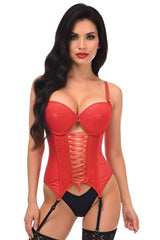 Daisy Corsets Lavish Lycra & Lace Hook & Eye Lace-Up Bustier Corset w/Garters