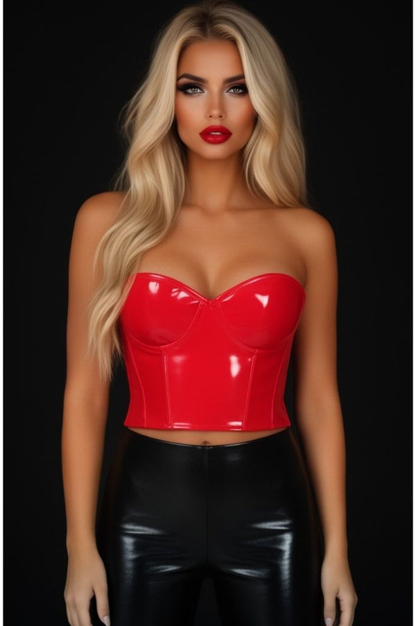 Daisy Corsets Lavish Red Patent PVC Underwire Bustier