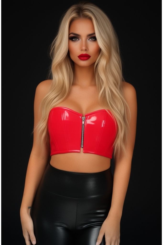 Daisy Corsets Lavish Red Patent Short Bustier Top