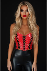 Daisy Corsets Lavish Red Patent w/Black Lacing Lace-Up Bustier