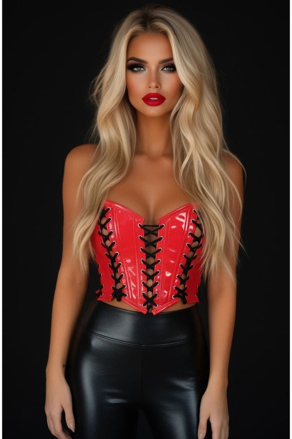 Daisy Corsets Lavish Red Patent w/Black Lacing Lace-Up Bustier