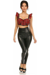 Daisy Corsets Lavish Red Plaid Underwire Bustier Top w/Removable Ruffle Sleeves