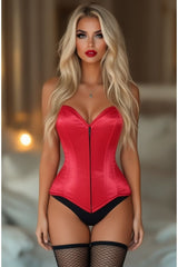 Daisy Corsets Lavish Red Satin Front Zipper Overbust Corset