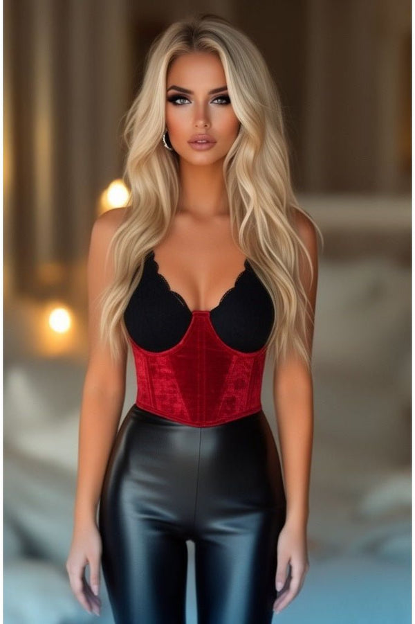 Daisy Corsets Lavish Red Velvet Underwire Waist Cincher Corset