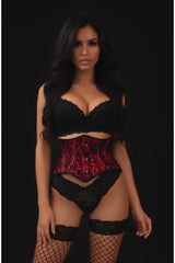 Daisy Corsets Lavish Red/Black Lace Mini Cincher Underbust Corset Waist Cincher Busk Closure