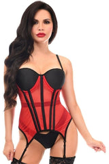 Daisy Corsets Lavish Red/Black Mesh Underwire Bustier Corset w/Garters