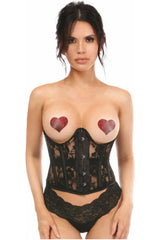 Lavish Sheer Black Lace Open Bust Underwire Short Underbust Corset - Daisy Corsets