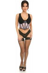 Daisy Corsets Lavish Sheer Lace & Faux Leather Open Cup Waist Cincher
