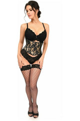 Lavish Tan w/Black Lace Overlay Mini Cincher - Daisy Corsets