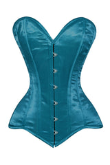 Daisy Corsets Lavish Teal Satin Overbust Corset Sweetheart Neckline Busk Closure