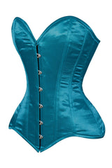 Daisy Corsets Lavish Teal Satin Overbust Corset Sweetheart Neckline Busk Closure