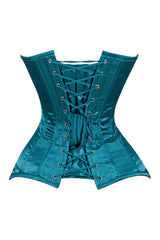 Daisy Corsets Lavish Teal Satin Overbust Corset Sweetheart Neckline Busk Closure