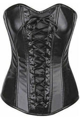 Daisy Lavish Wet Look Faux Leather Lace-Up Over Bust Corset