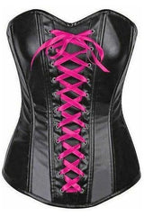 Daisy Lavish Wet Look Faux Leather Lace-Up Over Bust Corset