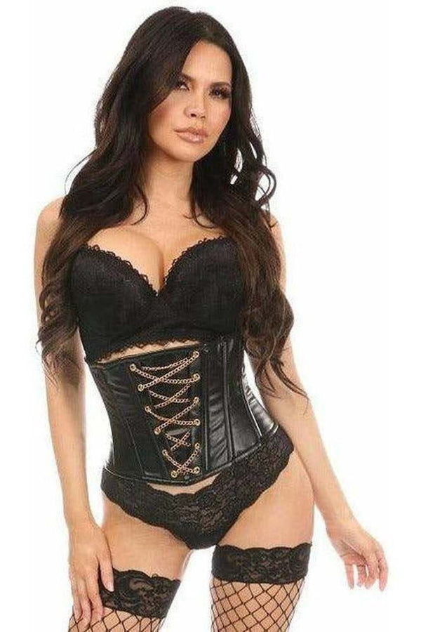 Daisy Corsets Lavish Wet Look Mini Cincher Corset w/Gold Chains