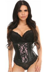 Daisy Corsets Lavish Wet Look Under Bust Corset Pink w/Lace Overlay