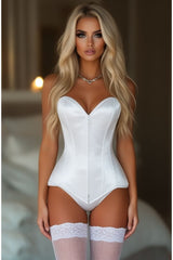 Daisy Corsets Lavish White Satin Front Zipper Overbust Corset