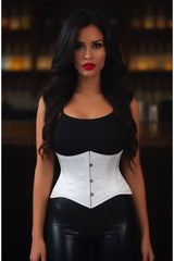 Daisy Corsets Lavish White Satin Mini Cincher Underbust Corset Waist Cincher Busk Closure