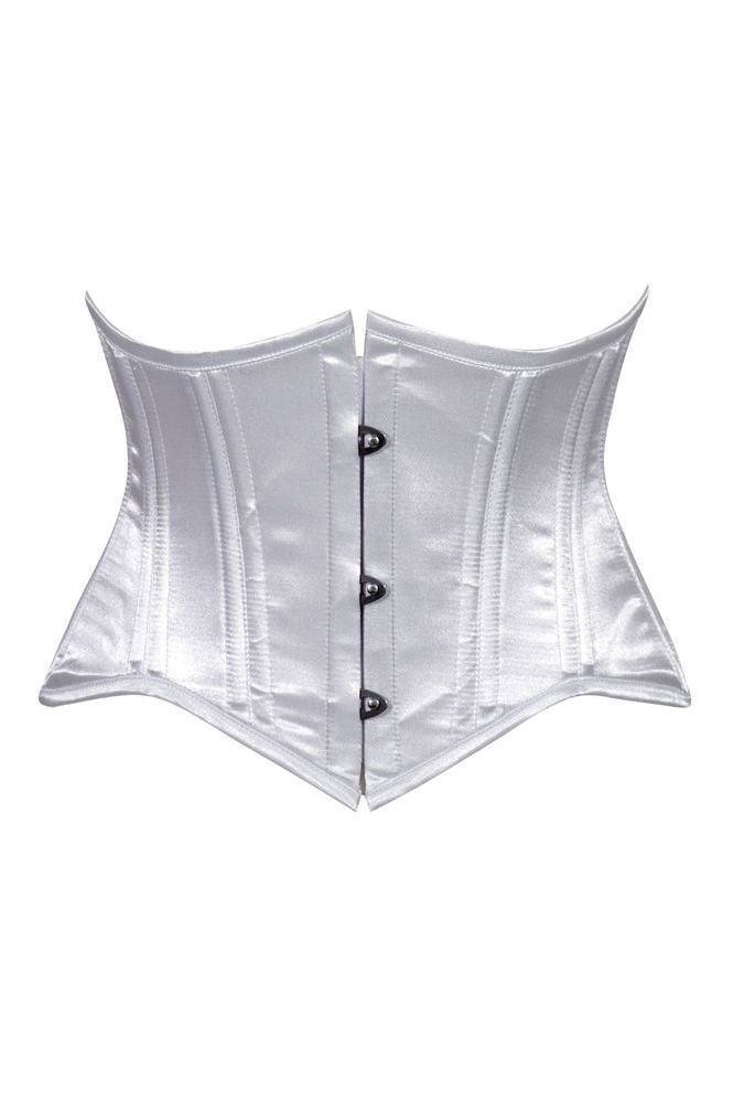 Daisy Corsets Lavish White Satin Mini Cincher Underbust Corset Waist Cincher Busk Closure