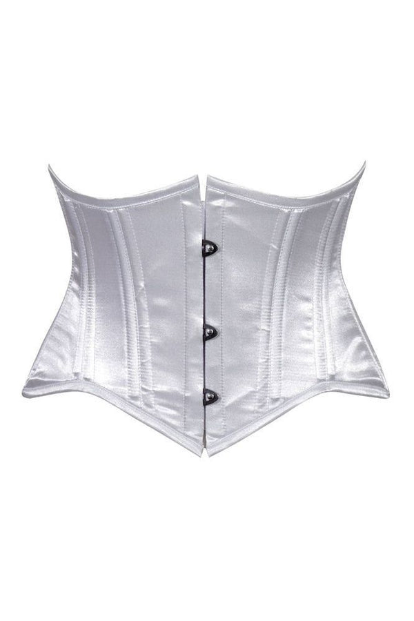Daisy Corsets Lavish White Satin Mini Cincher Underbust Corset Waist Cincher Busk Closure