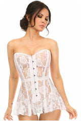 Lavish White Sheer Lace Corset Dress - Daisy Corsets