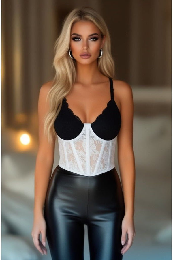 Daisy Corsets Lavish White Sheer Lace Underwire Waist Cincher Corset