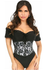 Daisy Corsets Lavish White with Black Lace Overlay Mini Cincher