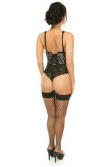 Lavish White w/Black Lace Overlay Open Cup Waist Cincher - Daisy Corsets