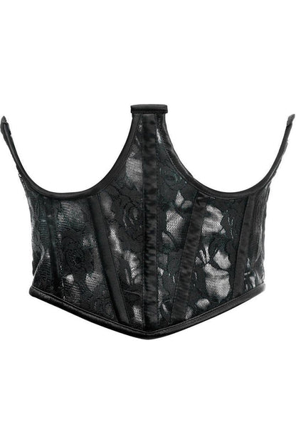 Lavish White w/Black Lace Overlay Open Cup Waist Cincher - Daisy Corsets