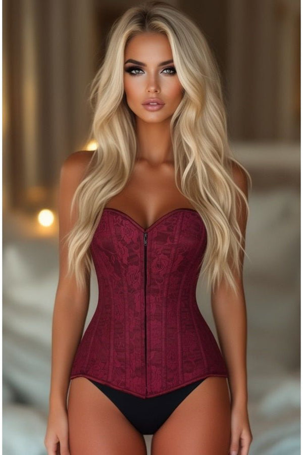 Daisy Corsets Lavish Wine Lace Overbust Corset w/Zipper