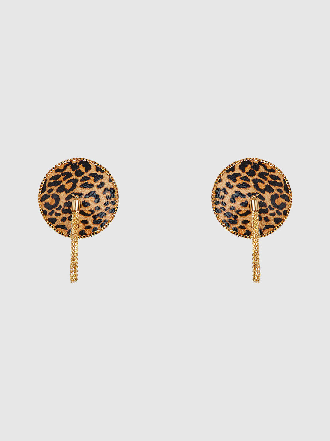 Leopard & Gold Chain Round Tassel Pasties