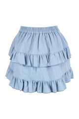 Daisy Corsets Light Blue Denim Ruched Bustle Skirt