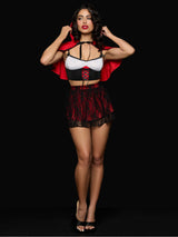 House of Desire Lil Red Bustier, Skirt & Hood Set Costume
