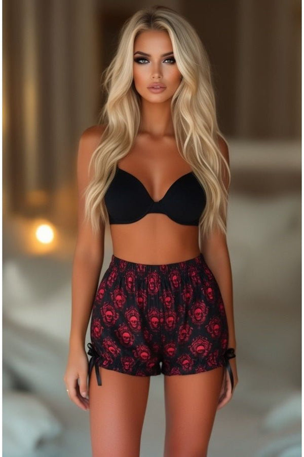 Daisy Corsets LIMITED EDITION Black & Red Gothic Skull Print Bloomers