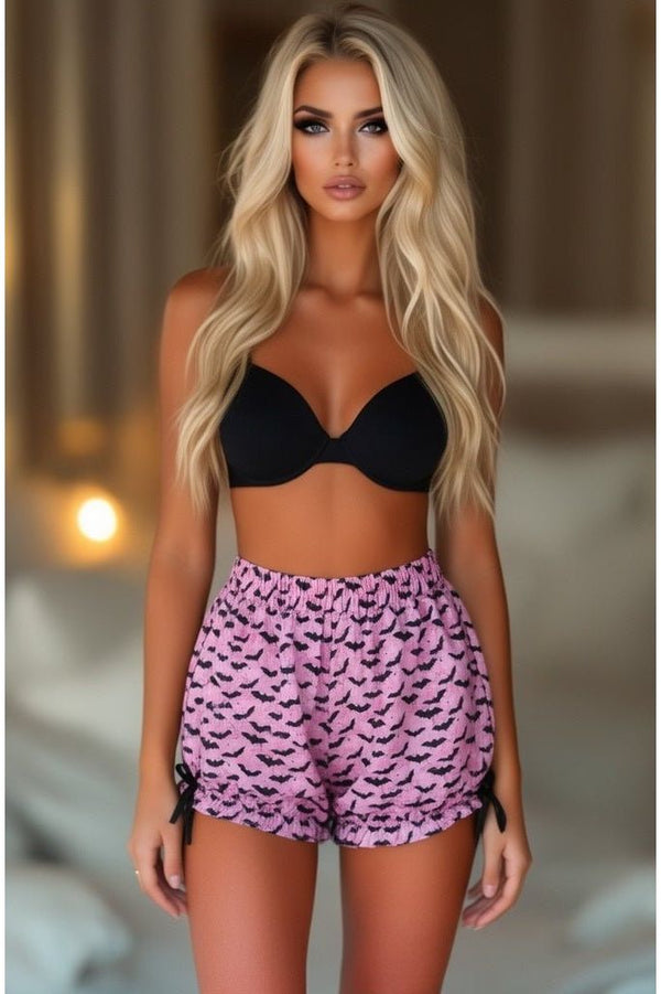 Daisy Corsets LIMITED EDITION Black/Pink Bats Crepe Bloomers