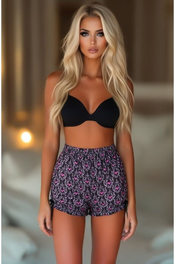 Daisy Corsets LIMITED EDITION Black/Pink Damask Bats Crepe Bloomers