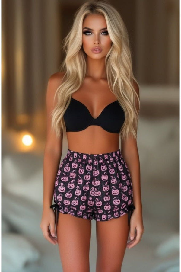 Daisy Corsets LIMITED EDITION Black/Pink Scary Pumpkin Pattern Crepe Bloomers