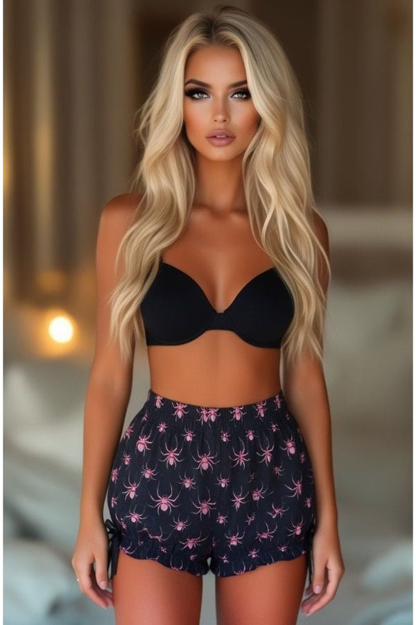 Daisy Corsets LIMITED EDITION Black/Pink Spider Crepe Bloomers