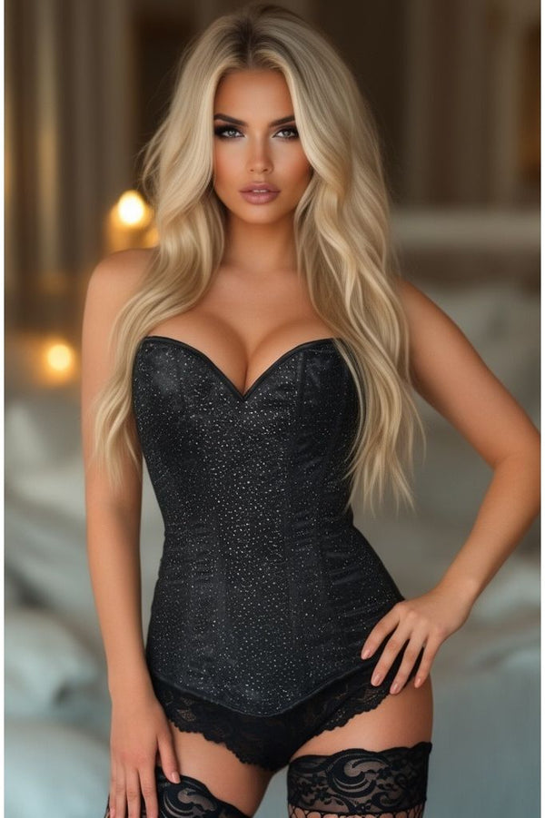 Daisy Corsets LIMITED EDITION Lavish Black Glitter Side Zipper Corset