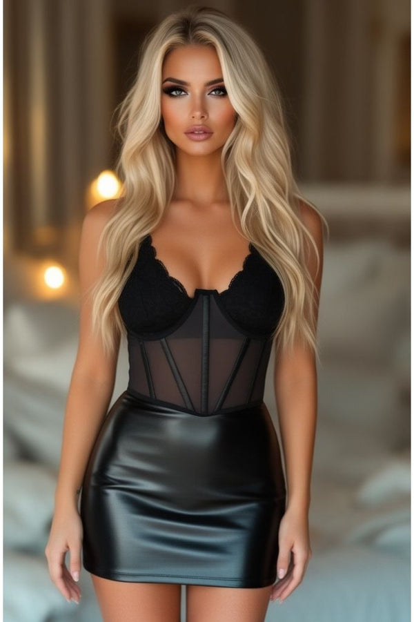 Daisy Corsets LIMITED EDITION Lavish Black Mesh Open Cup Waist Cincher