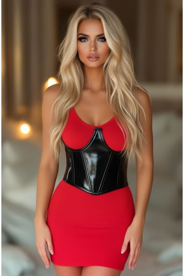 Daisy Corsets LIMITED EDITION Lavish Black Patent Open Cup Underwire Waist Cincher