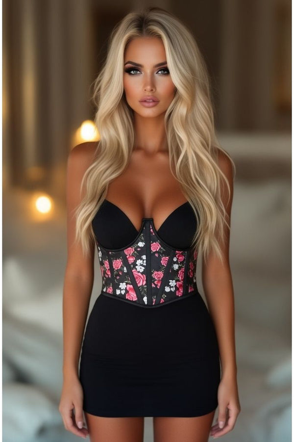 Daisy Corsets LIMITED EDITION Lavish Floral Satin Open Cup Waist Cincher