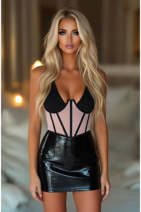 Daisy Corsets LIMITED EDITION Lavish Lt Pink Mesh Open Cup Waist Cincher