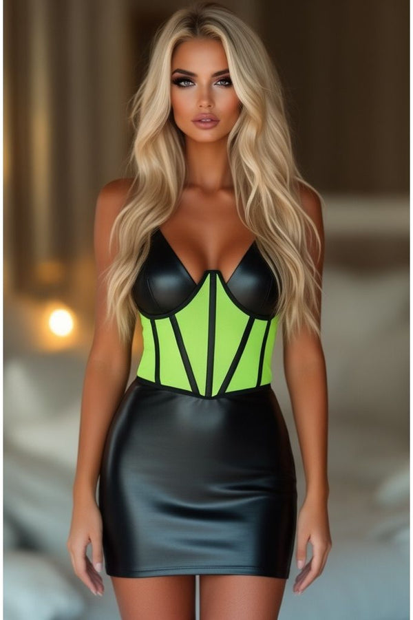 Daisy Corsets LIMITED EDITION Lavish Neon Green Mesh Open Cup Waist Cincher