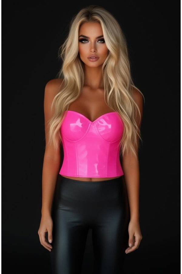 Daisy Corsets LIMITED EDITION Lavish Pink Patent PVC Underwire Bustier