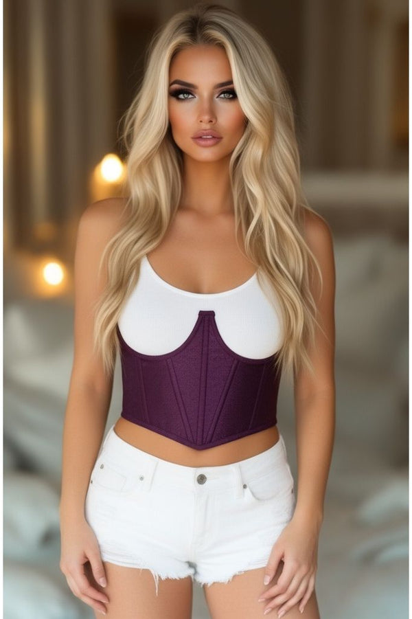Daisy Corsets LIMITED EDITION Lavish Plum Brocade Open Cup Waist Cincher
